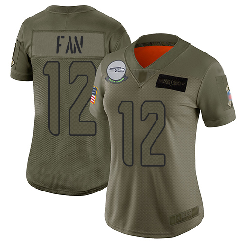 Seahawks #12 Fan Camo Women's Stitched Limited 2019 Salute To Service Jersey