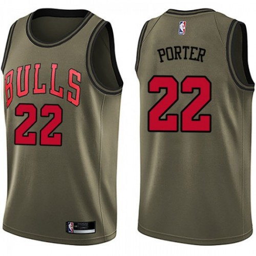 Chicago Bulls #22 Otto Porter Jr Green Swingman Salute to Service Jersey Mens