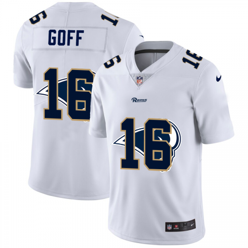 Los Angeles Los Angeles Rams #16 Jared Goff White Men's Team Logo Dual Overlap Limited Jersey Men's