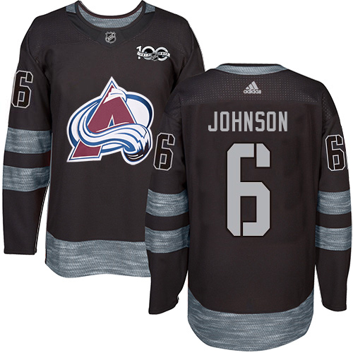 Adidas Colorado Avalanche #6 Erik Johnson Black 1917-2017 100th Anniversary Stitched Jersey Men's