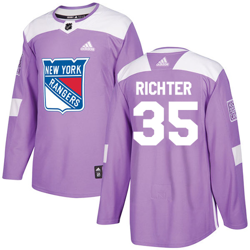 Adidas New York Rangers #35 Mike Richter Purple Authentic Fights Cancer Stitched Jersey Men's