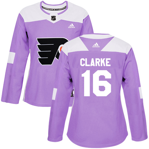 Adidas Philadelphia Flyers #16 Bobby Clarke Purple Authentic Fights Cancer Women's Stitched Jersey Womens