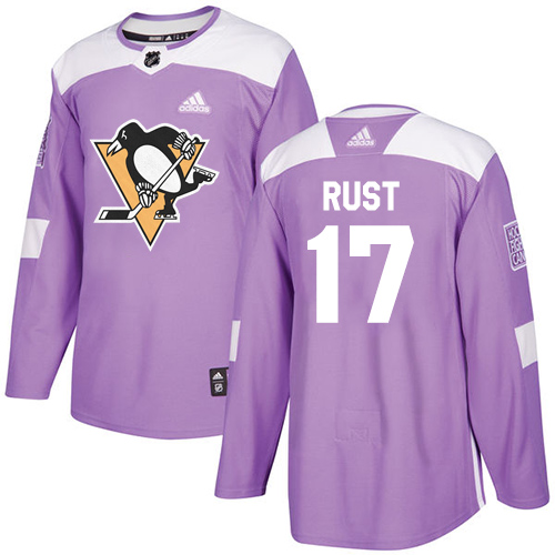 Adidas Pittsburgh Penguins #17 Bryan Rust Purple Authentic Fights Cancer Stitched Jersey Men's