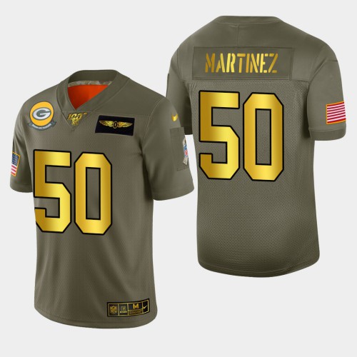 Green Bay Packers #50 Blake Martinez Men's Olive Gold 2019 Salute to Service 100 Limited Jersey Men's