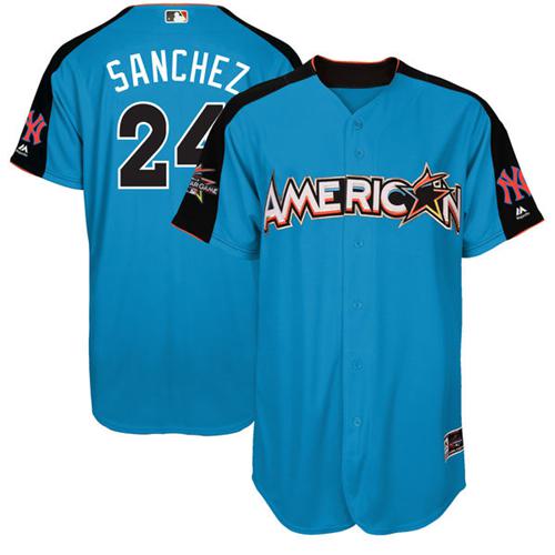 New York Yankees #24 Gary Sanchez Blue 2017 All-Star American League Stitched Youth Jersey Youth