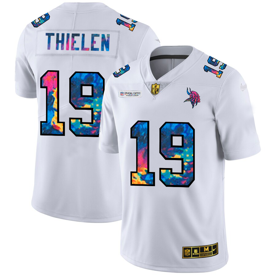 Minnesota Vikings #19 Adam Thielen Men's White Multi-Color 2020 Crucial Catch Limited Jersey