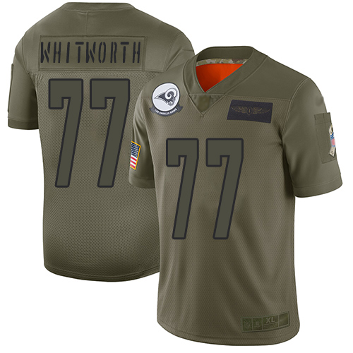 Los Angeles Rams #77 Andrew Whitworth Camo Men's Stitched Limited 2019 Salute To Service Jersey Men's