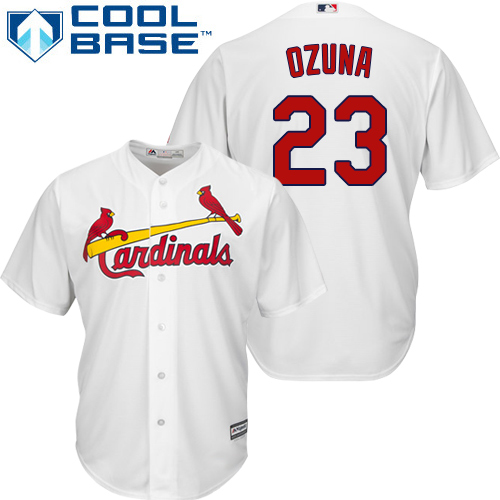 St.Louis Cardinals #23 Marcell Ozuna White Cool Base Stitched Youth Jersey Youth