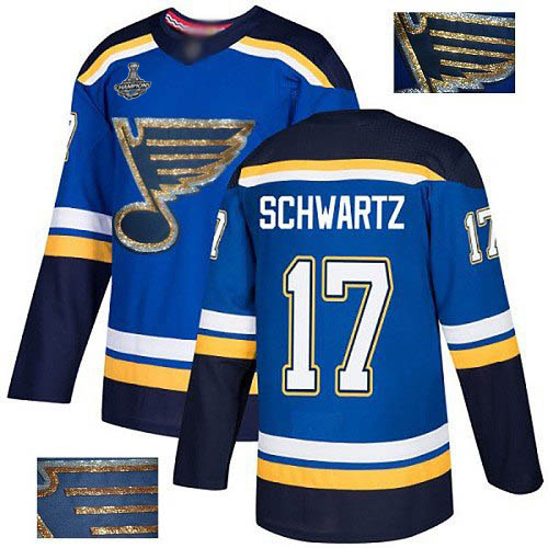 Adidas St. Louis Blues #17 Jaden Schwartz Blue Home Authentic Fashion Gold Stanley Cup Champions Stitched Jersey Men's