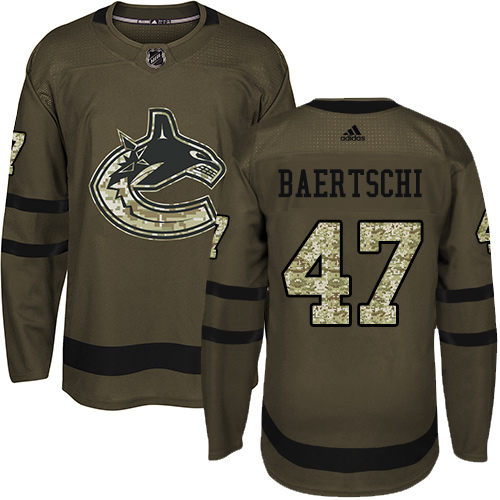 Adidas Vancouver Canucks #47 Sven Baertschi Green Salute to Service Stitched Jersey Men's
