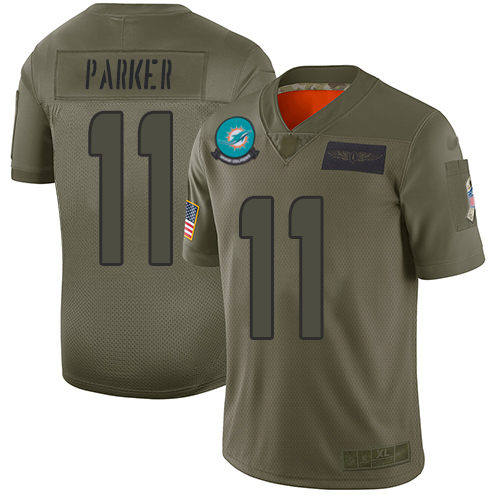 Miami Dolphins #11 DeVante Parker Camo Youth Stitched Limited 2019 Salute to Service Jersey Youth