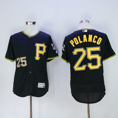 Pittsburgh Pirates #25 Gregory Polanco Black Flexbase Authentic Collection Stitched Jersey Men's