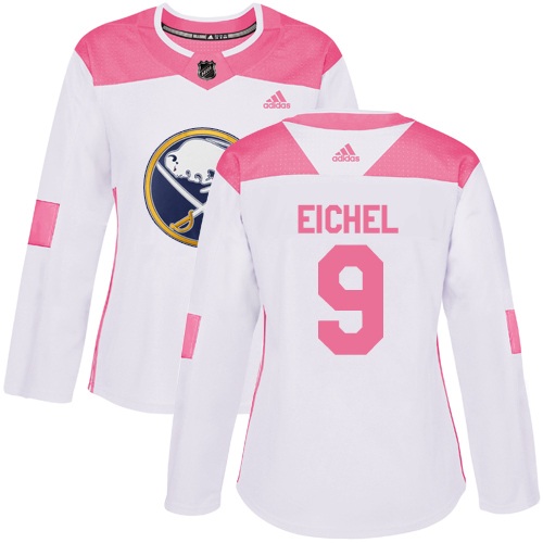 Adidas Buffalo Sabres #9 Jack Eichel White/Pink Authentic Fashion Women's Stitched Jersey Womens