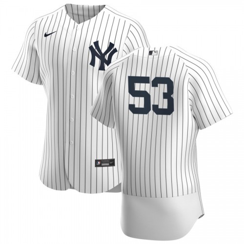 New York New York Yankees #53 Zack Britton Men's White Navy Home 2020 Authentic Player Jersey Men's