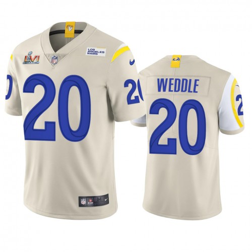 Los Angeles Los Angeles Rams #20 Eric Weddle Men's Super Bowl LVI Patch Vapor Limited Jersey - Bone Men's