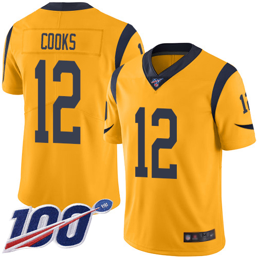Los Angeles Rams #12 Brandin Cooks Gold Men's Stitched Limited Rush 100th Season Jersey Men's