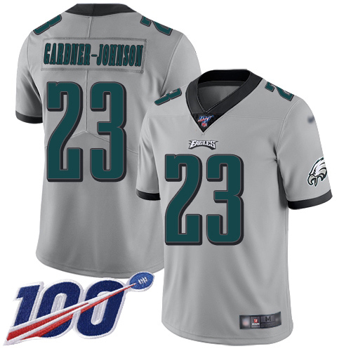 Eagles #23 C.J. Gardner-Johnson Silver Youth Stitched Limited Inverted Legend 100th Season Jersey