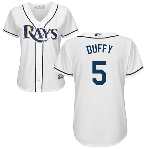 Tampa Bay Rays #5 Matt Duffy White Home Women's Stitched Jersey Womens