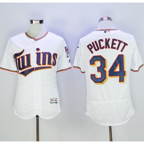 Minnesota Twins #34 Kirby Puckett White Flexbase Authentic Collection Stitched Jersey Men's