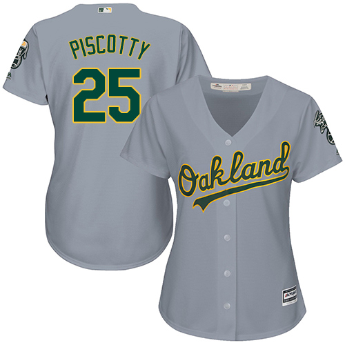 Oakland Athletics #25 Stephen Piscotty Grey Road Women's Stitched Jersey Womens