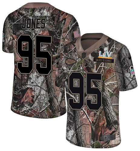 Chiefs #95 Chris Jones Camo Youth Super Bowl LV Bound Stitched Limited Rush Realtree Jersey