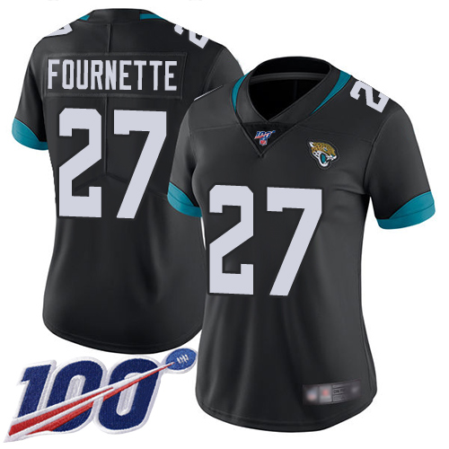 Jaguars #27 Leonard Fournette Black Team Color Women's Stitched 100th Season Vapor Limited Jersey