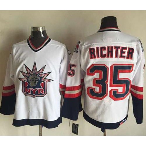 New York Rangers #35 Mike Richter White CCM Statue of Liberty Stitched Jersey Men's