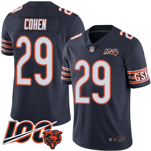 Bears #29 Tarik Cohen Navy Blue Team Color Youth Stitched 100th Season Vapor Limited Jersey