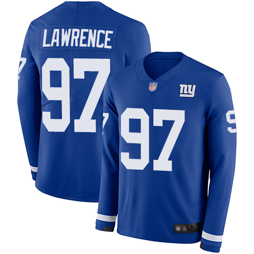 Giants #97 Dexter Lawrence Royal Blue Team Color Youth Stitched Limited Therma Long Sleeve Jersey