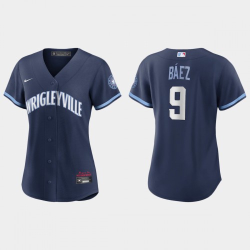 Chicago Chicago Cubs #9 Javier Baez Women's 2021 City Connect Navy Jersey Womens