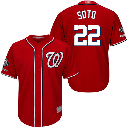Washington Nationals #22 Juan Soto Red New Cool Base 2019 World Series Champions Stitched Jersey Men's