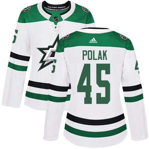 Adidas Dallas Stars #45 Roman Polak White Road Authentic Women's Stitched Jersey Womens