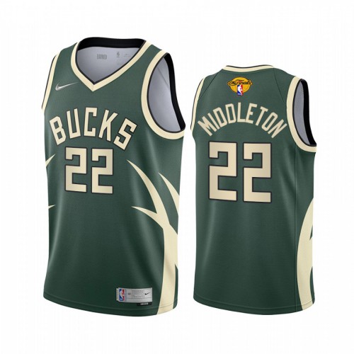 Milwaukee Milwaukee Bucks #22 Khris Middleton Mens 2021 Finals Bound Swingman Earned Edition Jersey Green Youth