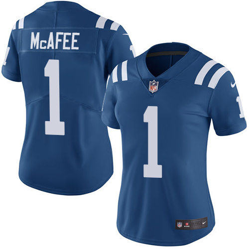 Indianapolis Colts #1 Pat McAfee Royal Blue Team Color Women's Stitched Vapor Untouchable Limited Jersey Womens