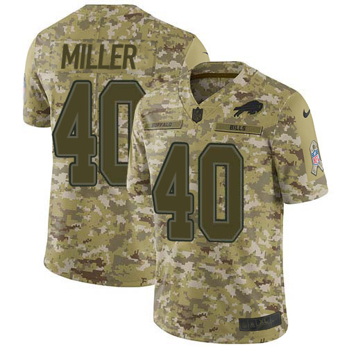 Bills #40 Von Miller Camo Youth Stitched Limited 2018 Salute To Service Jersey