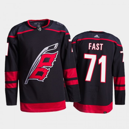 Adidas Carolina Hurricanes #71 Jesper Fast Men's 2021-22 Alternate Authentic Jersey - Black Men's