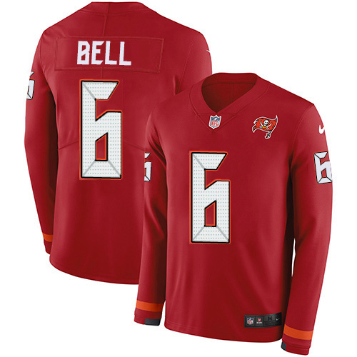 Tampa Bay Buccaneers #6 Le'Veon Bell Red Team Color Men's Stitched Limited Therma Long Sleeve Jersey Youth