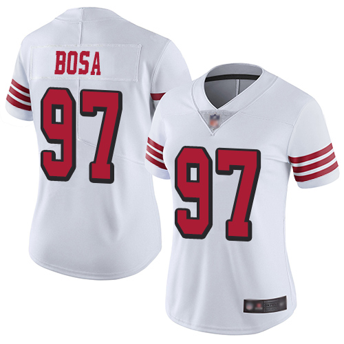49ers #97 Nick Bosa White Rush Women's Stitched Vapor Untouchable Limited Jersey