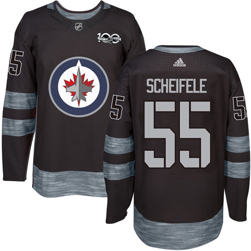 Adidas Winnipeg Jets #55 Mark Scheifele Black 1917-2017 100th Anniversary Stitched Jersey Men's