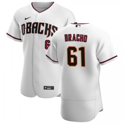 Arizona Arizona Diamondbacks #61 Silvino Bracho Men's White Crimson Authentic Home Team Jersey Men's
