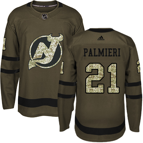 Adidas New Jersey Devils #21 Kyle Palmieri Green Salute to Service Stitched Jersey Men's