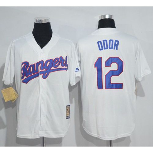 Mitchell And Ness Texas Rangers #12 Rougned Odor White Throwback Stitched Jersey Men's
