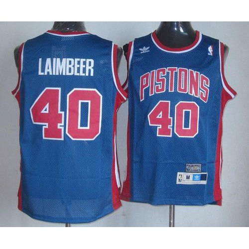 Detroit Pistons #40 Bill Laimbeer Blue Throwback Stitched Jersey Mens