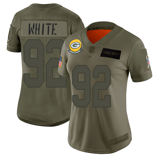 Packers #92 Reggie White Camo Women's Stitched Limited 2019 Salute To Service Jersey
