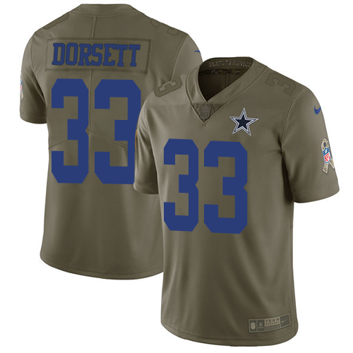 Cowboys #33 Tony Dorsett Olive Youth Stitched Limited 2017 Salute To Service Jersey