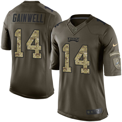 Eagles #14 Kenneth Gainwell Green Men's Stitched Limited 2015 Salute To Service Jersey