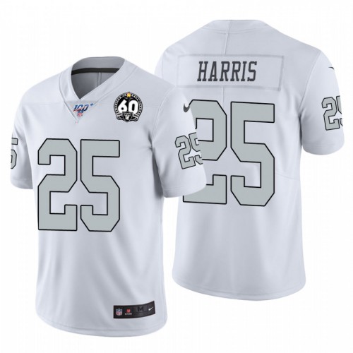 Las Vegas Raiders #25 Erik Harris White 60th Anniversary Patch Men's Stitched 100 Limited Color Rush Jersey Men's