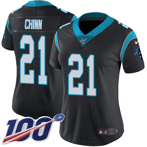Panthers #21 Jeremy Chinn Black Team Color Women's Stitched 100th Season Vapor Untouchable Limited Jersey