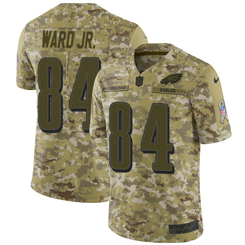 Philadelphia Eagles #84 Greg Ward Jr. Camo Men's Stitched Limited 2018 Salute To Service Jersey Men's