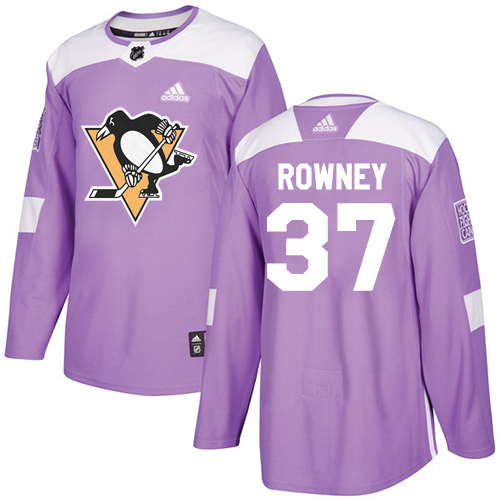 Adidas Pittsburgh Penguins #37 Carter Rowney Purple Authentic Fights Cancer Stitched Jersey Men's